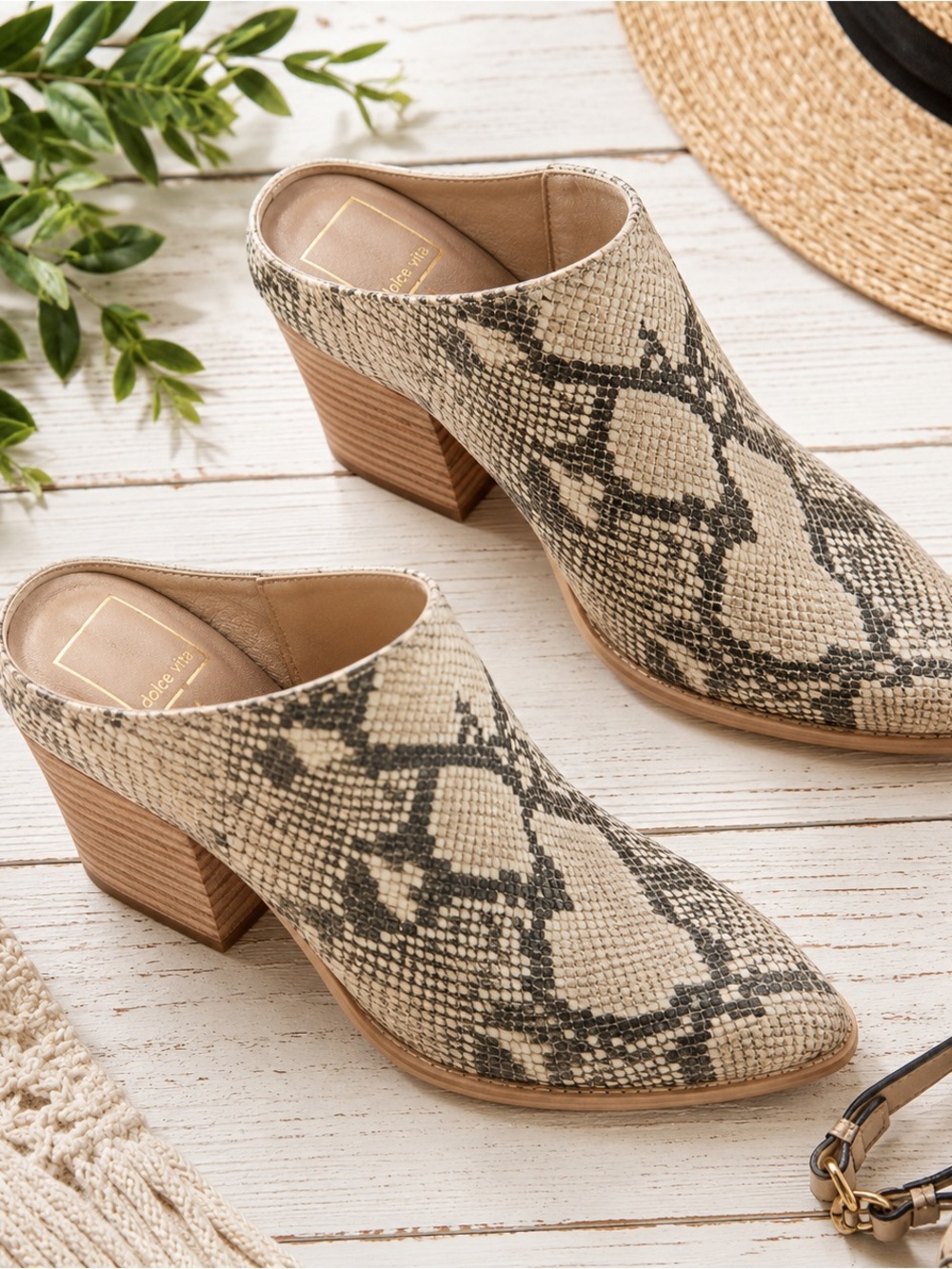 Dolce Vita Roya Snake Print Mule Booties Women’s 7.5 Western Slip On Heel